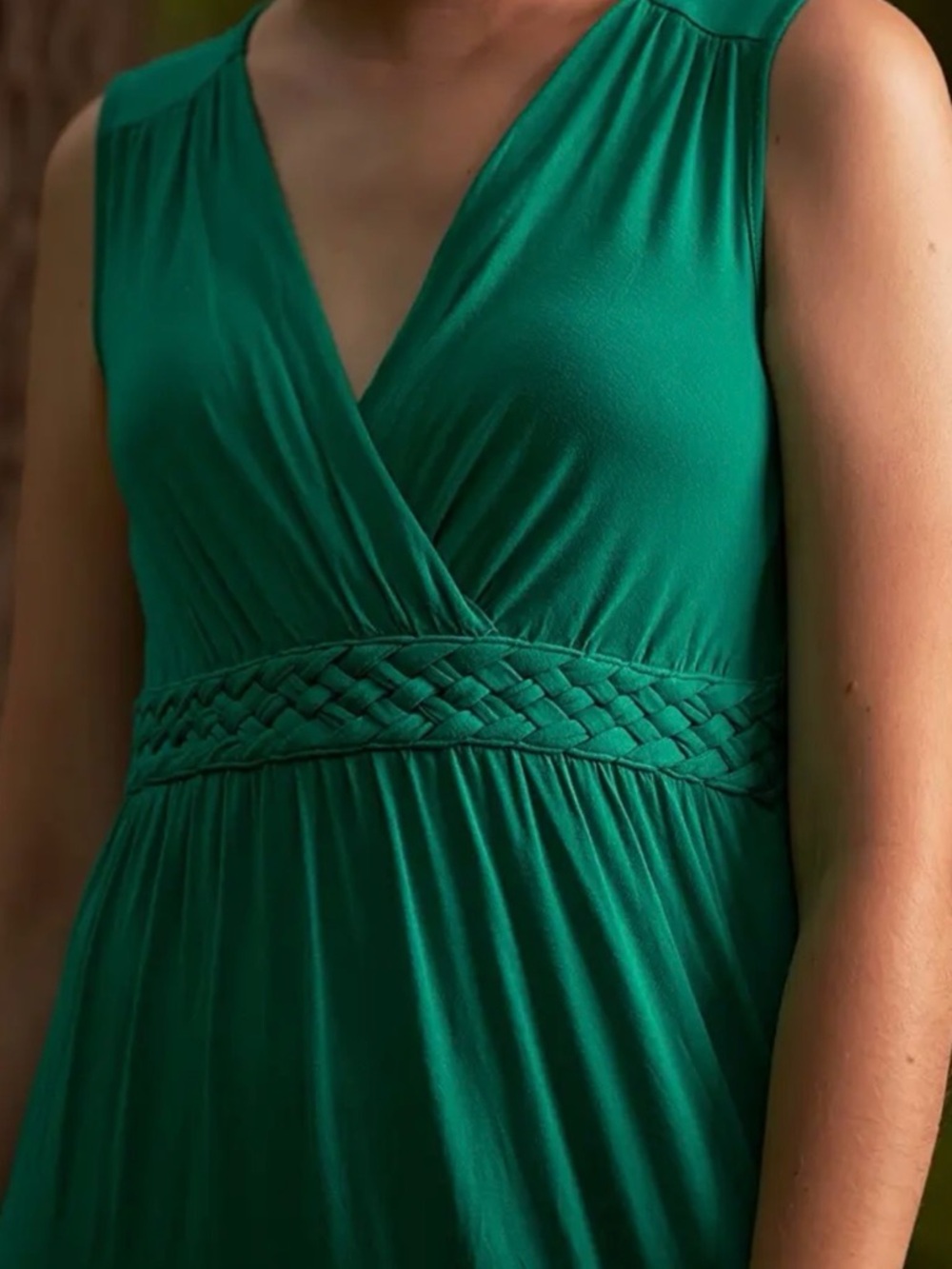 Cable & Gauge Emerald Green Maxi Dress with Braided Waist. Size S